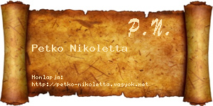 Petko Nikoletta névjegykártya